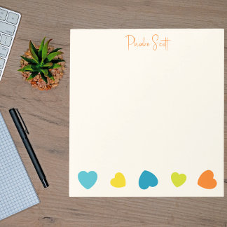 Bloco De Notas Stylish Cute Trendy Girly Simple Hearts Notepad 