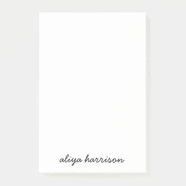 Bloco De Notas Stylish Modern Minimal White Monogram (Frente)