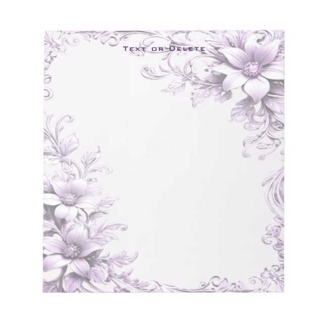 Bloco De Notas Stylish Purple Flowers Notepad (Frente)