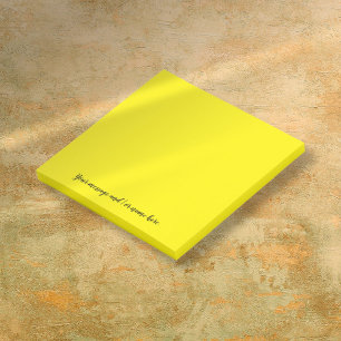 Bloco De Notas Sua Mensagem Amarelo Vibrante Brilhante