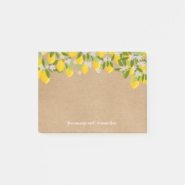 Bloco De Notas Sua Mensagem Rustic Lemon Greenery (Frente)