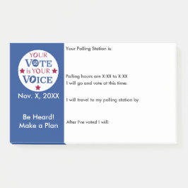 Bloco De Notas Sua Voz é seu Voto no Lembrete do Balote Pessoal