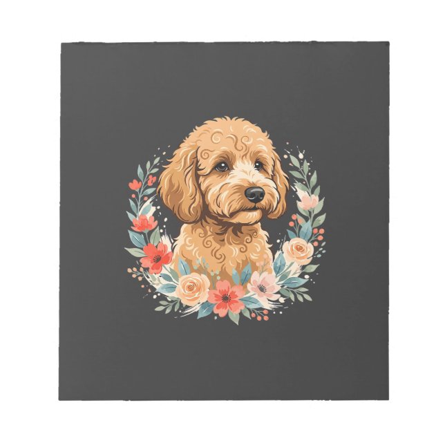 Bloco De Notas Sublimação Redonda de Cachorro Floral (Frente)