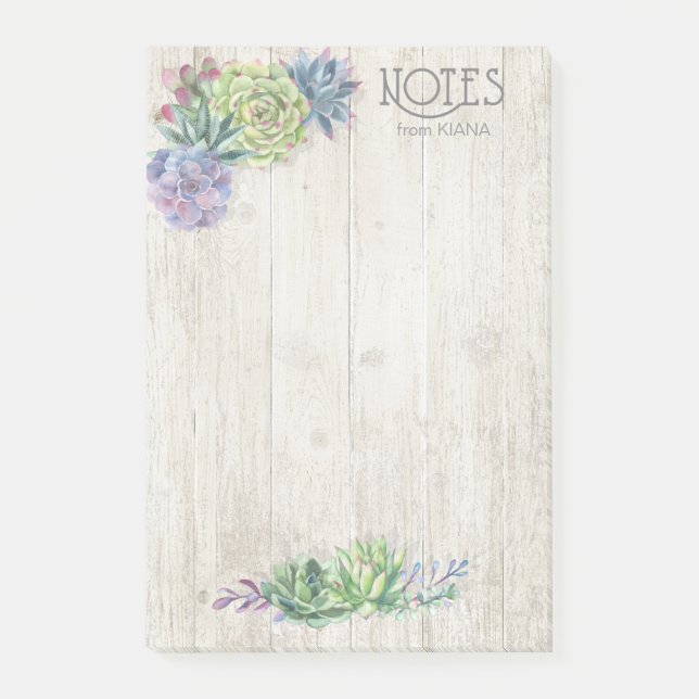 Bloco De Notas Succulents and Rustic Wood Wedding ID515 (Frente)