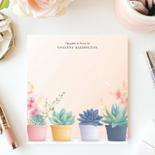 Bloco De Notas Suculentas Pastéis Plantas Cactus Nome Personaliza