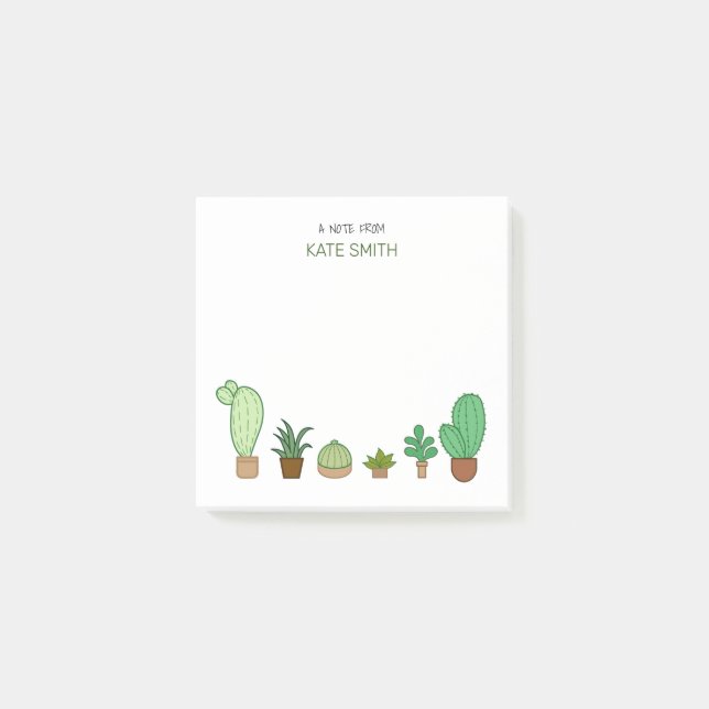 Bloco De Notas Suculentes e cactus ilustrados e bonitos (Frente)