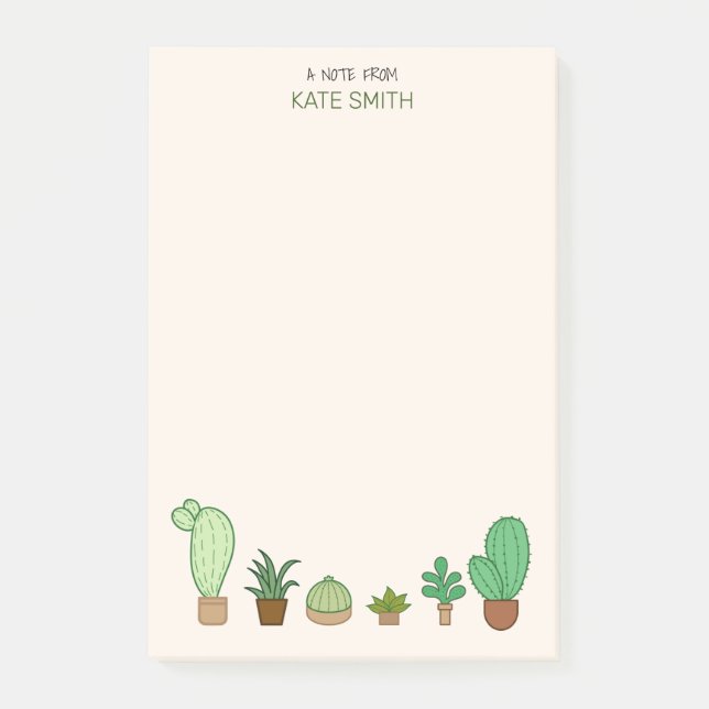 Bloco De Notas Suculentes e cactus ilustrados e bonitos (Frente)