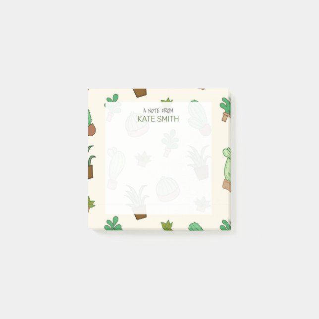 Bloco De Notas Suculentes e cactus ilustrados e bonitos (Frente)