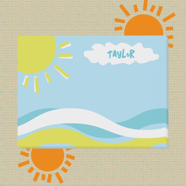 Bloco De Notas Summertime Sunshine Divertido Personalizado (Depiction of Front of Post-it® Notes)