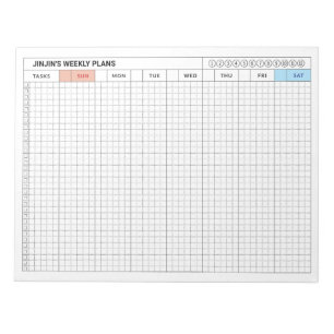 Bloco De Notas SUNDAY Iniciar Semanalmente Planejar Formato de GR