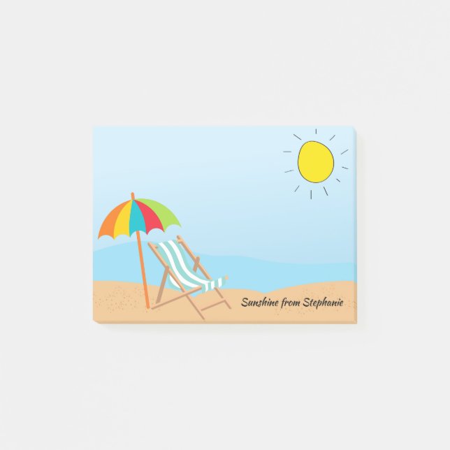 Bloco De Notas Sunny Sky Beach Cadeira e Umbrella (Frente)