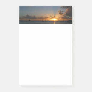 Bloco De Notas Sunset com Imagem de Paisagem Tropical de Barcos d