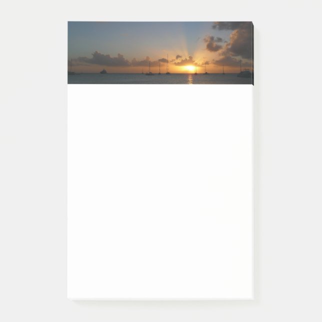 Bloco De Notas Sunset com Imagem de Paisagem Tropical de Barcos d (Frente)