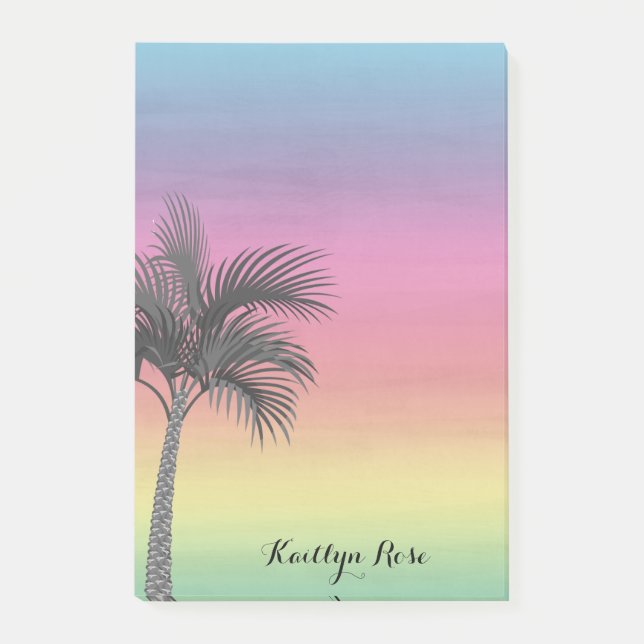 Bloco De Notas Sunset da Ilha Tropical| Árvore Palm Personalizada (Frente)