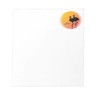 Bloco De Notas Sunset Flamingos Pessoal com Nome