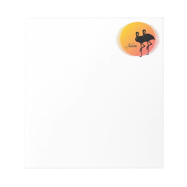 Bloco De Notas Sunset Flamingos Pessoal com Nome (Frente)