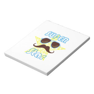 Bloco De Notas Super Star de óculos de sol e bigode