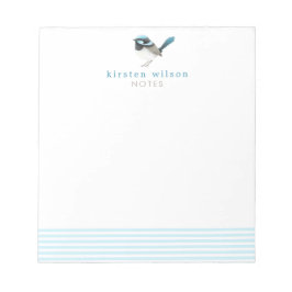Bloco De Notas Superb Fairy Wren - Cute Blue Bird Personalizado