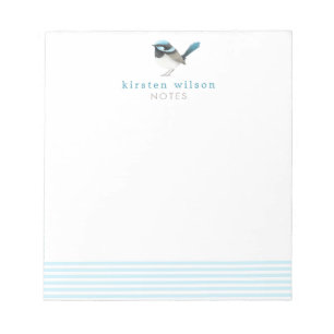 Bloco De Notas Superb Fairy Wren - Cute Blue Bird Personalizado
