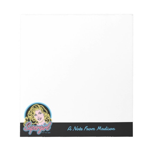 Bloco De Notas Supergirl Retro Neon Lights Graphic (Frente)