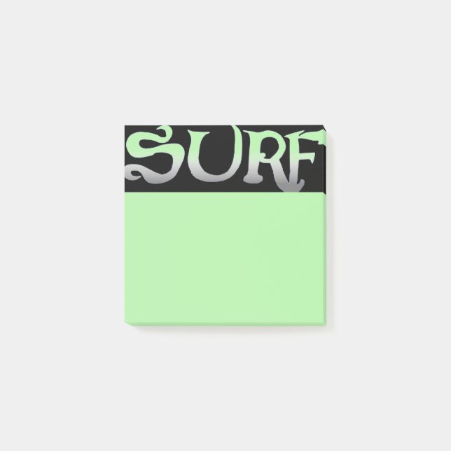 Bloco De Notas Surf preto de folhas verdes (Frente)