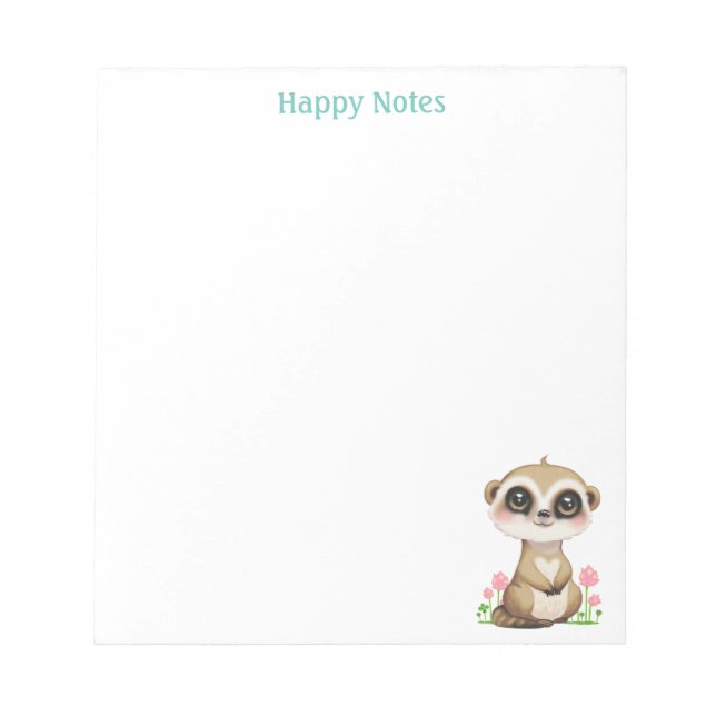 Bloco De Notas Suricata e Flores Personalizado Fofos (Frente)