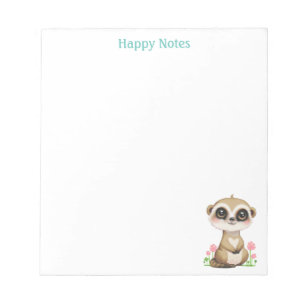 Bloco De Notas Suricata Fofa e Flores Personalizadas