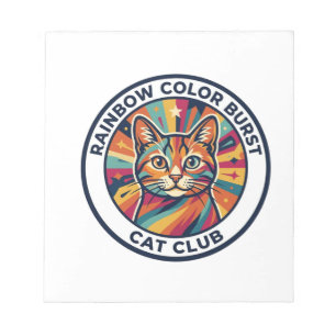 Bloco De Notas Surto de Cor de Arco-Íris Gato Design Fofo de Gati