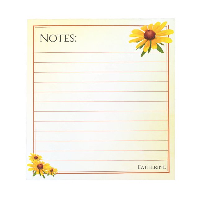 Bloco De Notas Susan Notes Lined Floral com olhos negros (Frente)