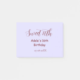 Bloco De Notas Sweet 16th birthday purple pastel mauve retro name