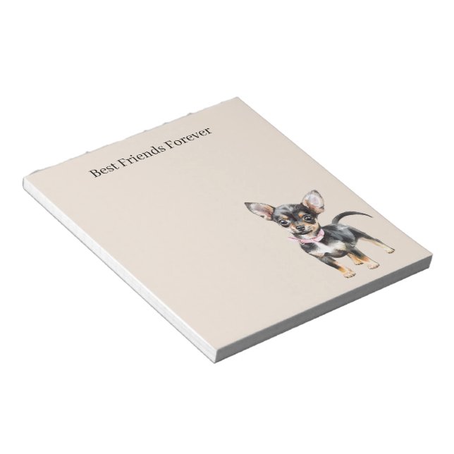 Bloco De Notas Sweet Cute Brown Cream Chihuahua Dog Best Friends (Inclinado)