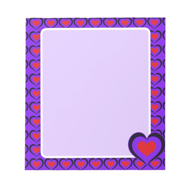 Bloco De Notas Sweetheart Red & Purple Hearts  (Frente)