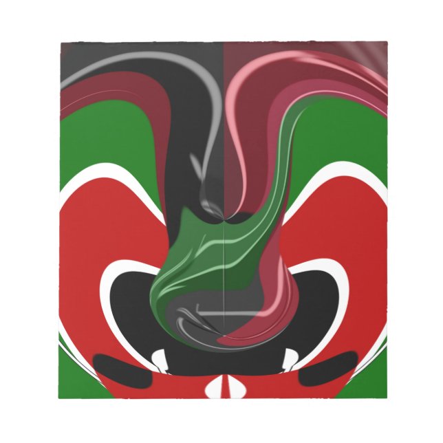 Bloco De Notas Swirling Kenyan Flag: Uma arte moderna do Motif (Frente)