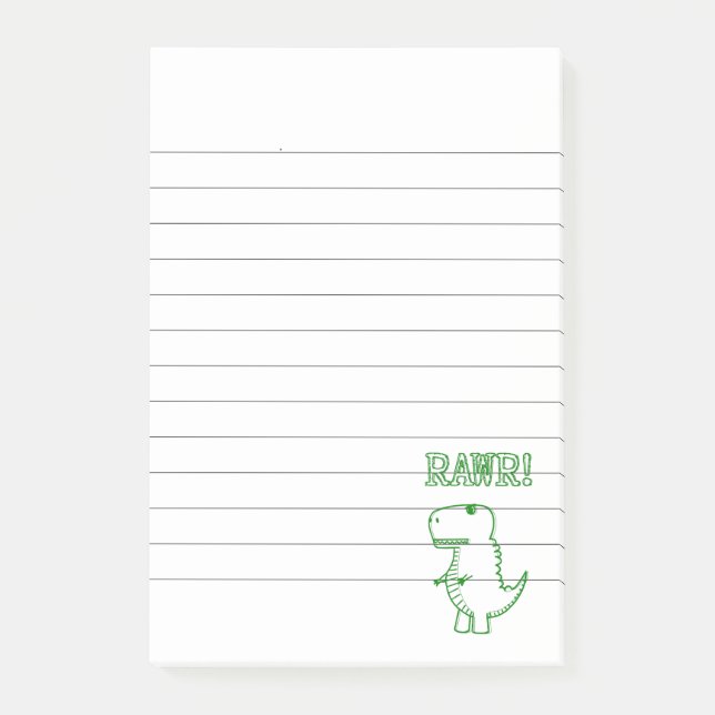 Bloco De Notas T Rex Dinossauro Verde Bravo L delineado (Frente)