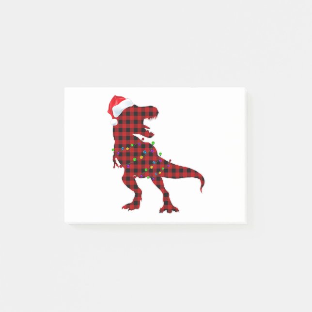 Bloco De Notas T Rex Red Xadrez Buffalo Dinossauro Pijama de Nata (Frente)