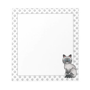 Bloco De Notas Tabby Birman / Ragdoll Gato e patas