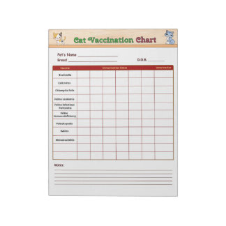 Bloco De Notas Tabela de Vacinação de Gatos