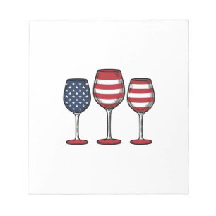 Bloco De Notas Taças de Vinho Patrióticas Design de Camiseta Veto
