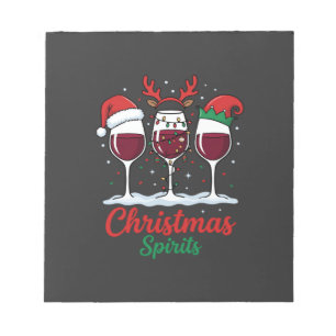 Bloco De Notas Taças de Vinho Tinto Espíritos de Natal