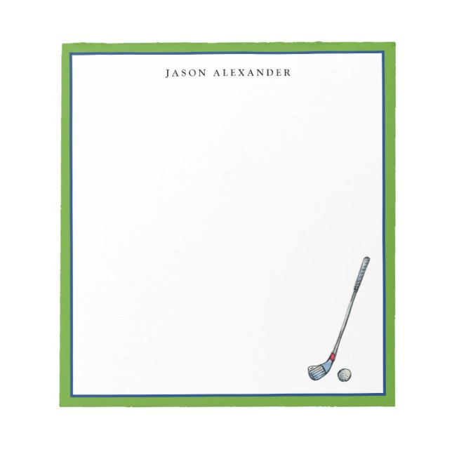 Bloco De Notas Taco de golfe e bola de golfe Personalizado  (Frente)
