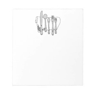 Bloco De Notas Talheres Design Preto Branco 14 cm x 15 cm