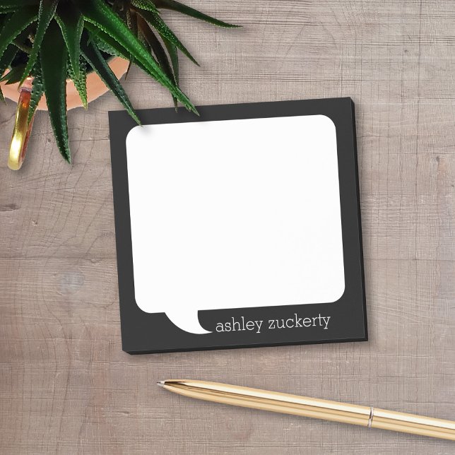 Bloco De Notas Talk Bubble Personalised Name - CAN EDIT COLOR (Talk Bubble Post-It Note personalized with your name. Available in several colors. )