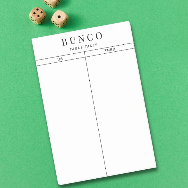 Bloco De Notas Tally de Mesa Simples de Bunco Preto e Branco (Criador carregado)