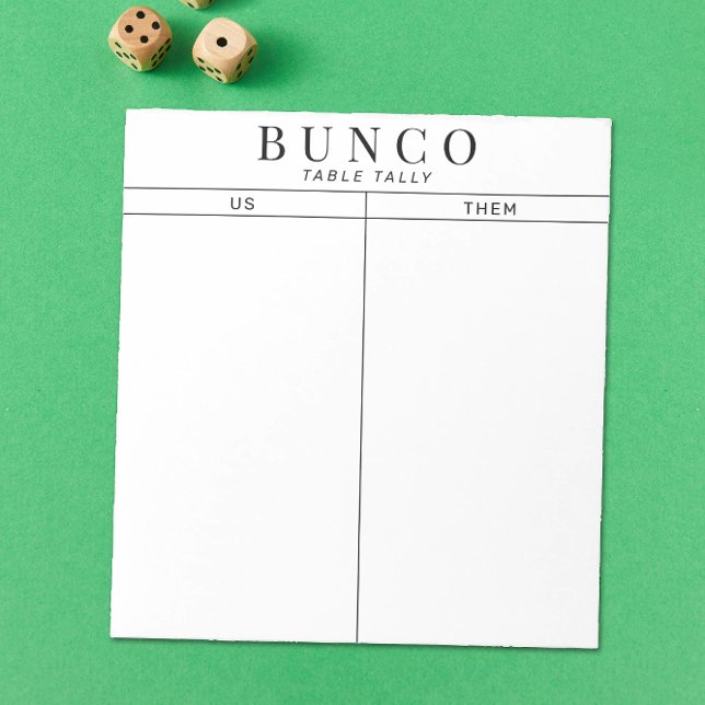 Bloco De Notas Tally de Mesa Simples de Bunco Preto e Branco (simple white Bunco dice game table tally tear off sheet notepad)