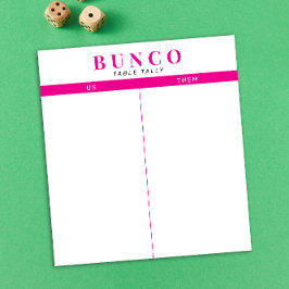 Bloco De Notas Tally de Mesa Simples, Rosa Quente e Branco