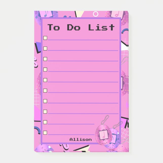 Bloco De Notas Tamagotchi Rosa Kawaii (Frente)