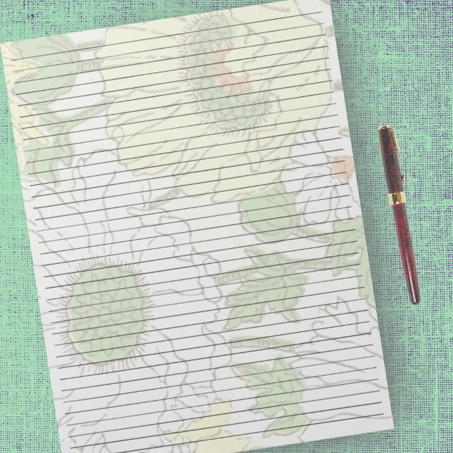 Bloco De Notas Tamanho Carta: Flor Amarelo em Linha Coluna de 8,5 (Criador carregado)