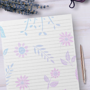 Bloco De Notas Tamanho Carta Floral Lilac Lilac De Regra Ampla De