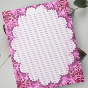 Bloco De Notas Tamanho da Carta - Vintage Sangria Papel Floral Vi