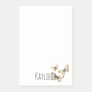 Bloco De Notas Tan Brown Cream Butterflies